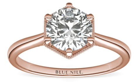 Rose gold Hexagon Halo Solitaire Setting