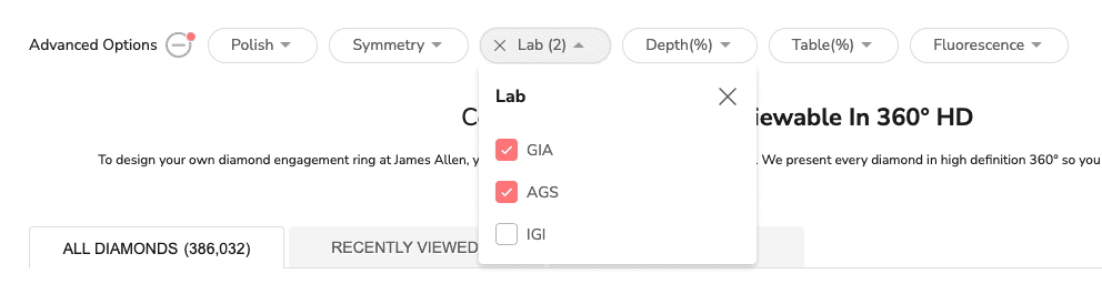 James Allen Certificate Filter