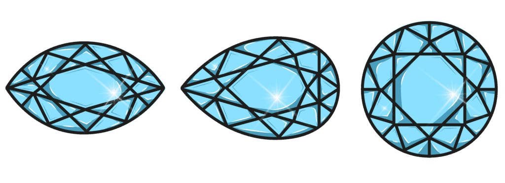 Marquise, pear and round cut diamonds