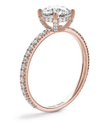 French Pave Crown Diamond Engagement Ring