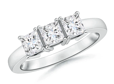 Three Stone Moissanite Engagement Ring