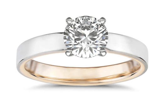 Two-Tone Solitaire Diamond Engagement Ring