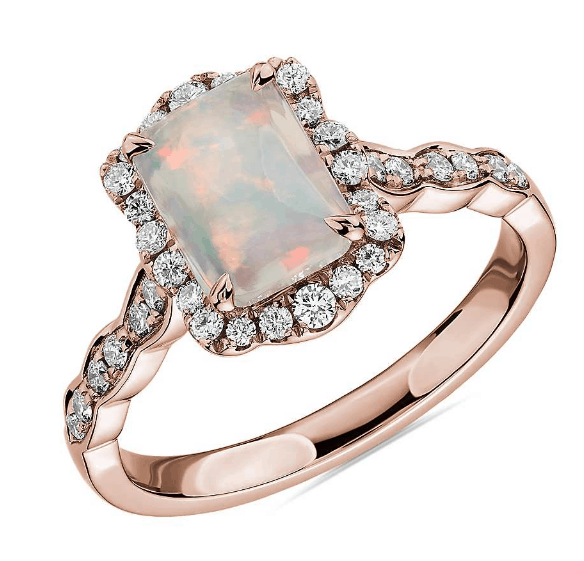 Emerald Cut Opal Ring