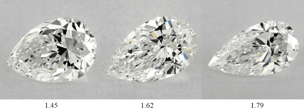 pear shape diamonds - ratio differences
