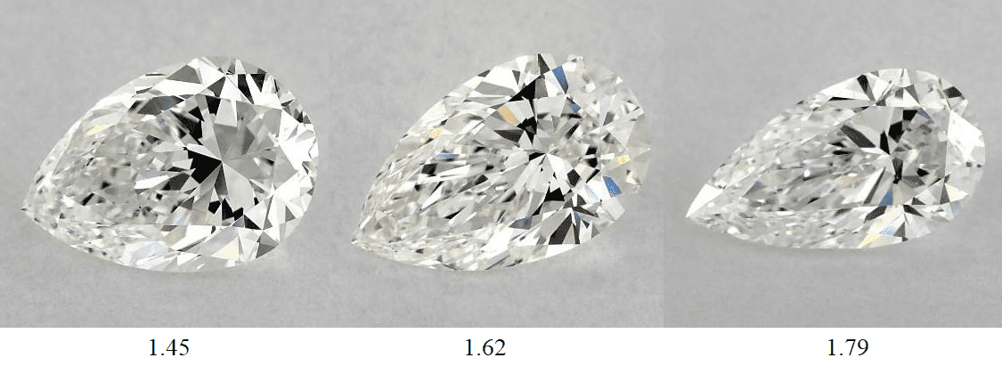 pear shape diamonds - ratio differences