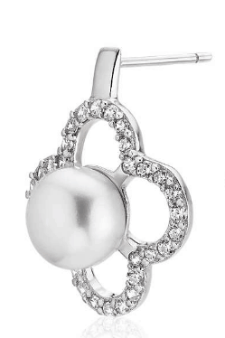 Pearl Center with White Topaz Clover Halo