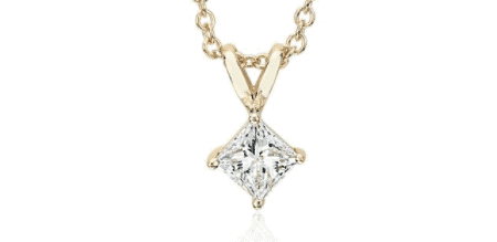 princess cut Diamonds Pendant in Yellow Gold