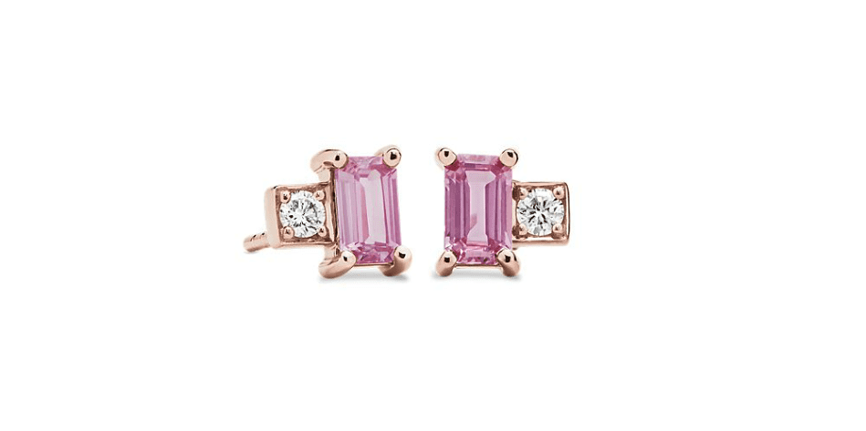 Pink Sapphire and Diamond Stud Earrings