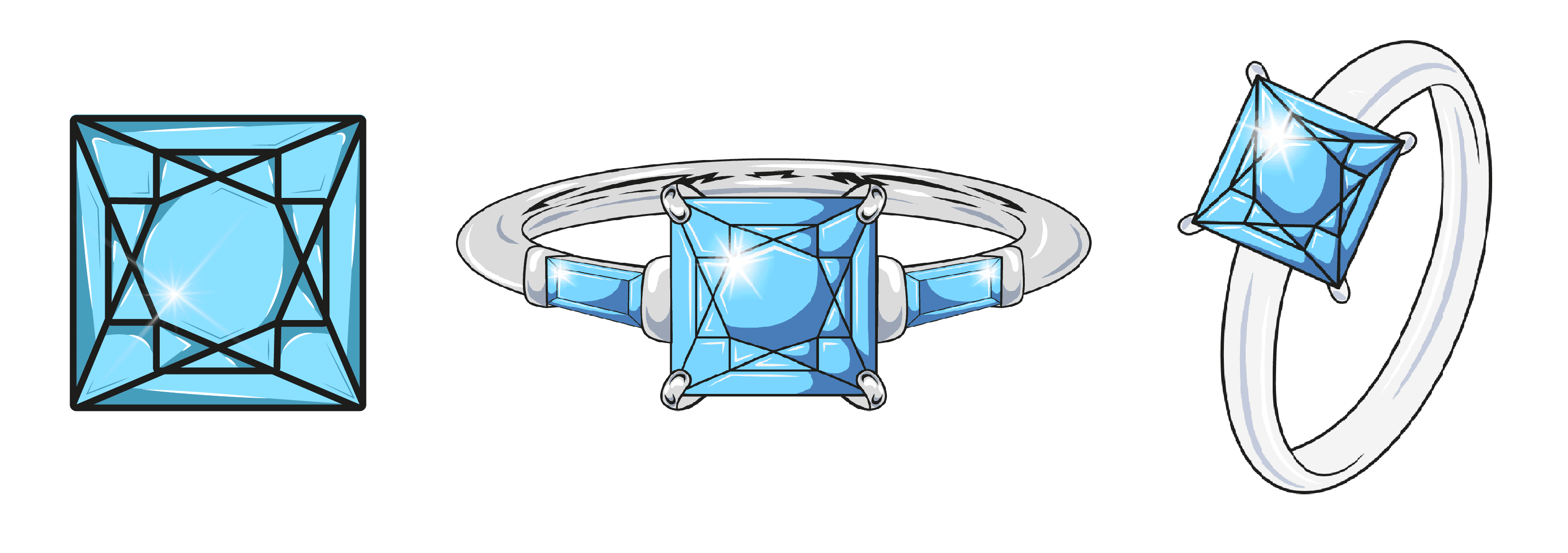 Princess cut diamond rings varientions