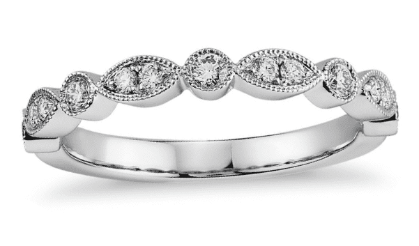 Milgrain Marquise and Dot Diamond Stacking Ring