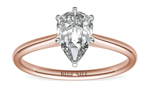 Solitaire setting for teardrop shape n Rose gold