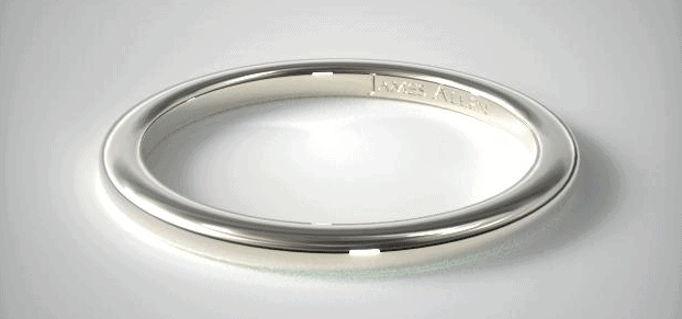 14K White Gold Slightly Rounded Wedding Ring