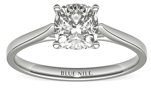 Petite Cathedral Solitaire Engagement Ring with Cushion cut diamond