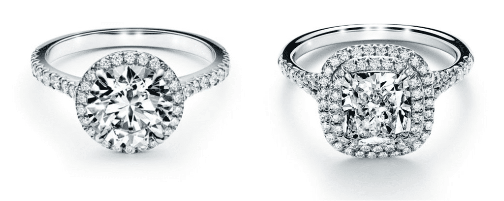 Tiffany Soleste Singel and Double Halo Rings