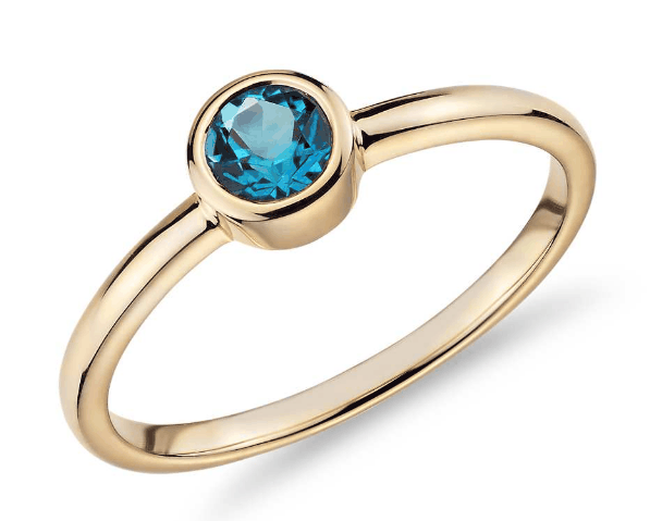 Bezel-Set Swiss Blue Topaz Ring