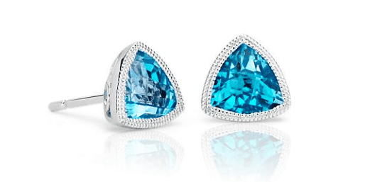 Trillion Blue Topaz Milgrain Earrings