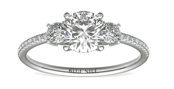 Petite Micropavé Trio Diamond Engagement Ring