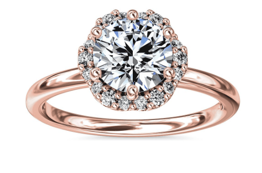 Petite Floral Halo Diamond Engagement Ring