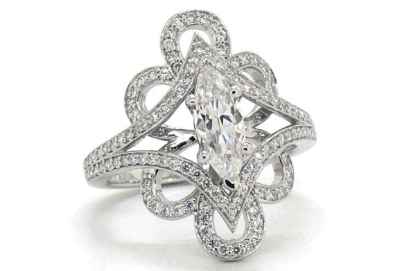 Soft Floral Diamond Engagement Ring