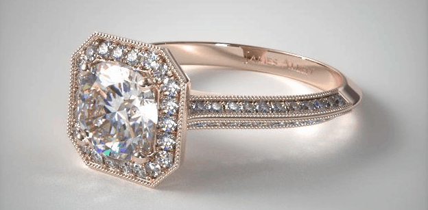 Octagon Halo Diamond Engagement Ring