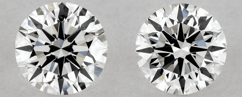 A comparison of a VVS2 and VS2 clairty round cut diamonds