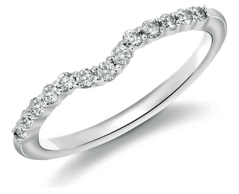 Classic curved Wedding Ring with Diamonds