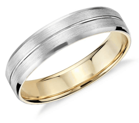 Matte Inlay Wedding Ring in Platinum and 18K Yellow Gold