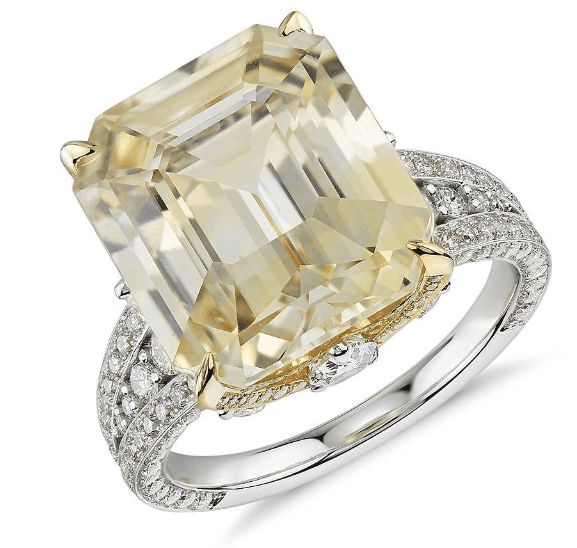 Yellow Sapphire and Diamond Ring
