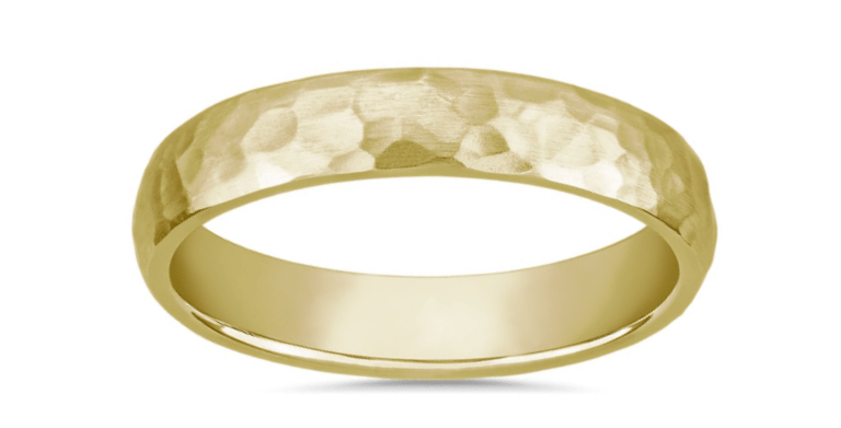 Yellow Gold Hammered Wedding Ring
